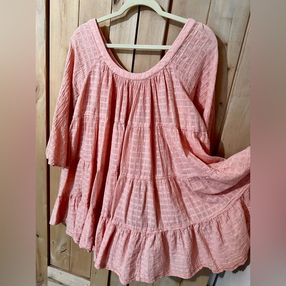 Peach A-Line Swing Tunic Top Flowing One Size Boho - Picture 3 of 5